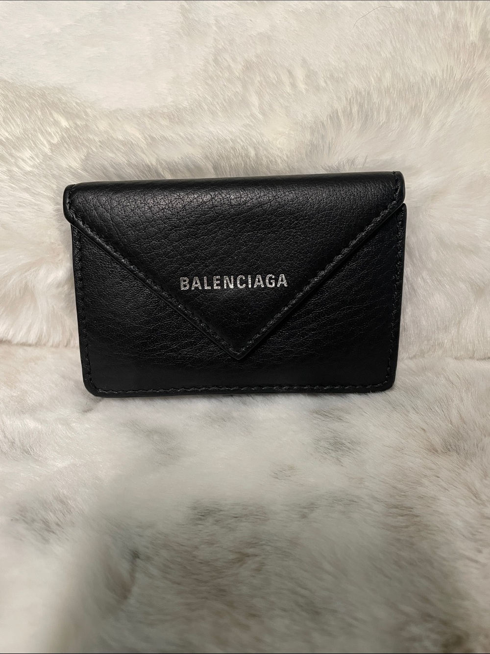 Balenciaga Black Leather Envelope Card Case
